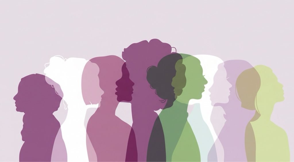 Illustration of outlines of women overlapping each other