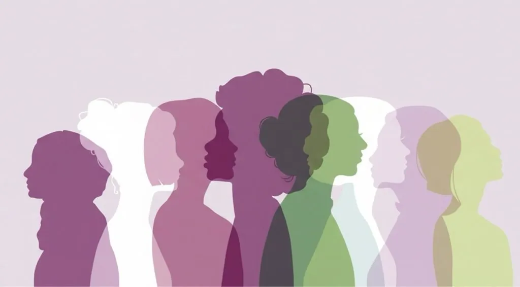 Illustration of outlines of women overlapping each other