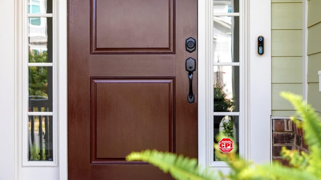 CPI Security Video Doorbell Pro mounted on front door