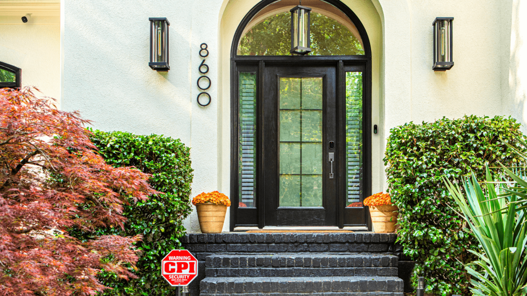 Front door of home with CPI Security sign