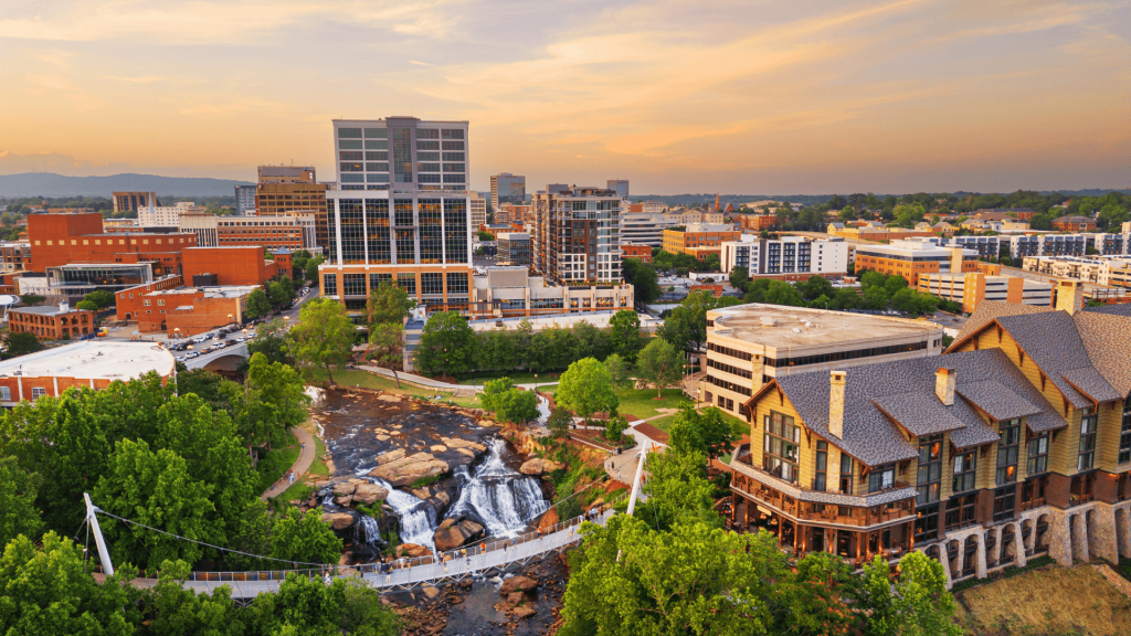 Aeriel view of Greenville, South Carolina