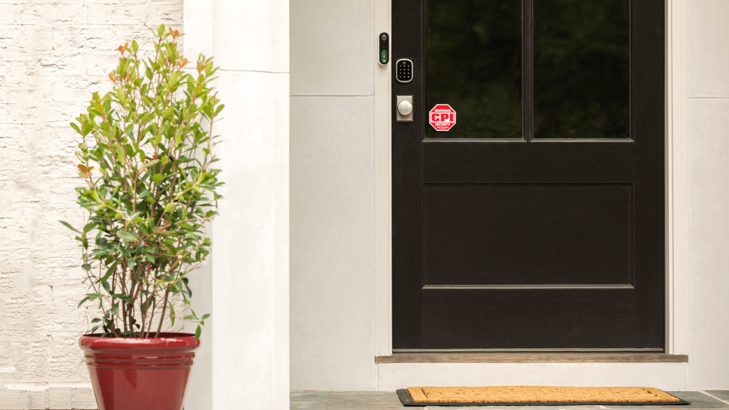 CPI Security Video Doorbell Pro mounted on front door