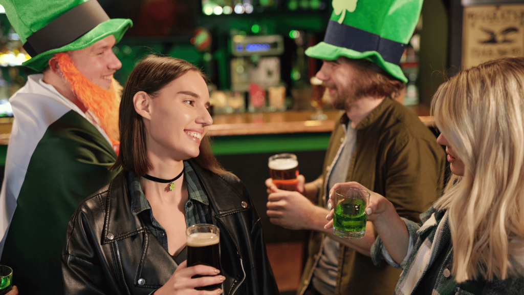People drinking beer during st patricks day
