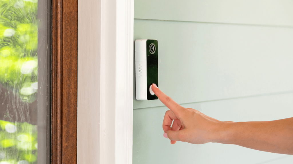 Video Doorbell Camera (1) CPI Security Essentials video doorbell mounted on front porch