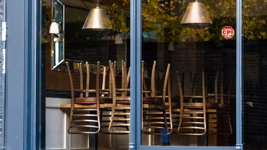 Restaurant window with CPI Security sticker