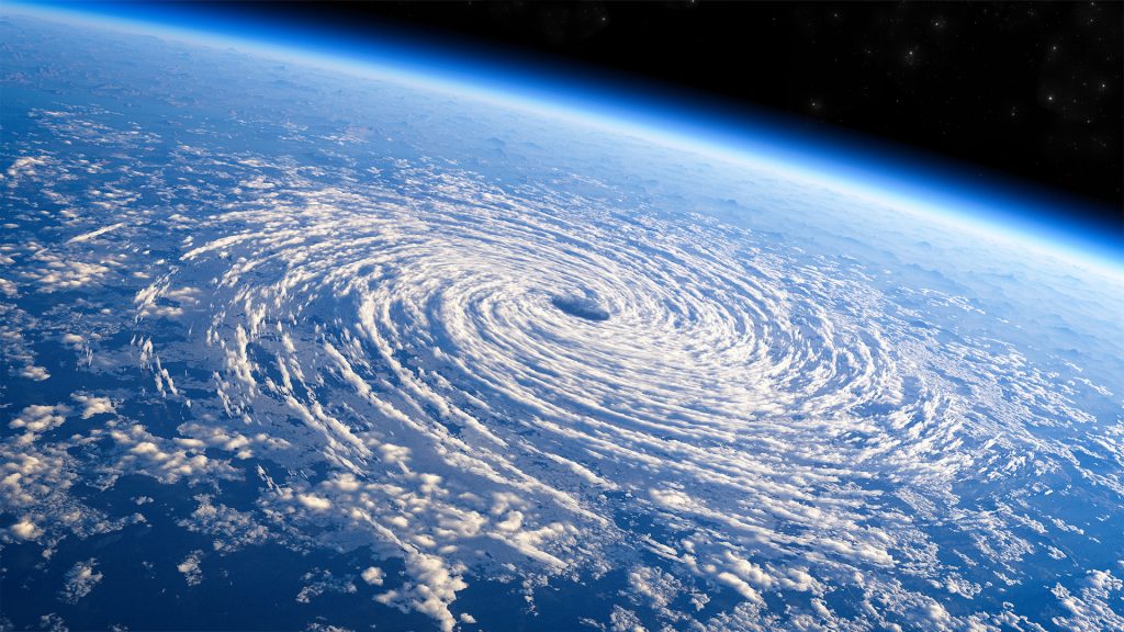 Satellite image of hurricane from outer space