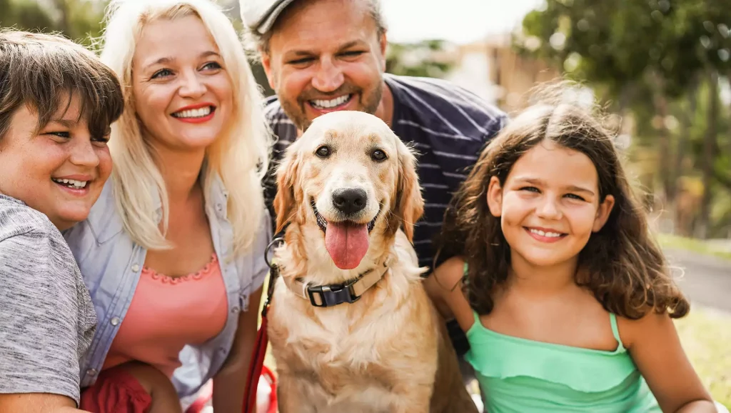 Family portrait with dog