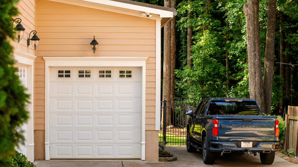 CPI Security Floodlight Camera Pro mounted on Garage Door