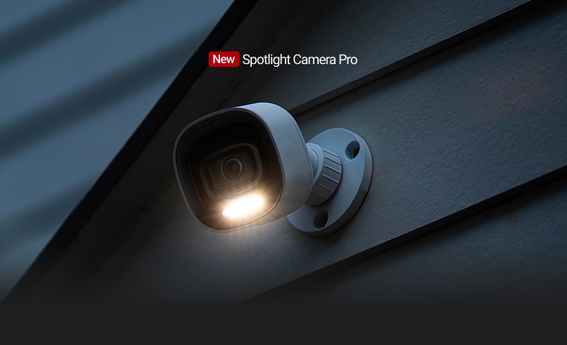 CPI security outdoor Spotlight Camera pro mounted on exterior of home