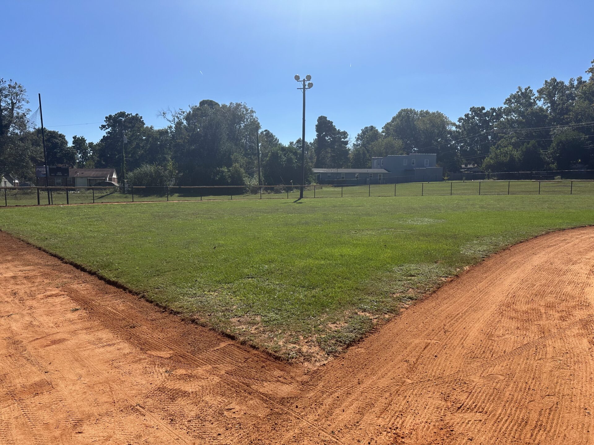 Baseball diamond paths on rural field