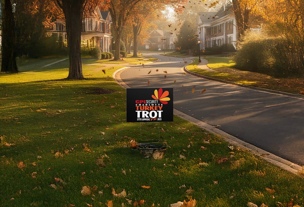 CPI Security Charlotte Turkey Trot Logo on yard sign